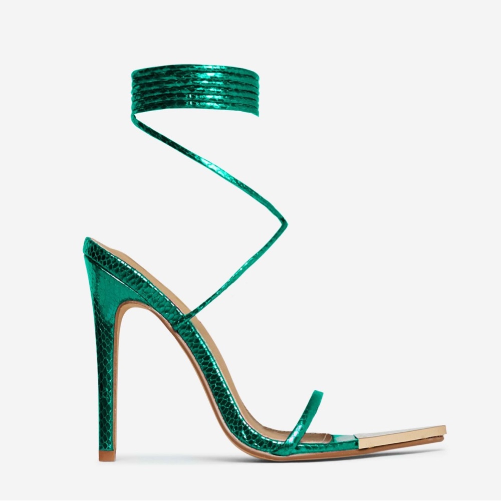 LACE UP METALLIC STILETTO HEEL 💛